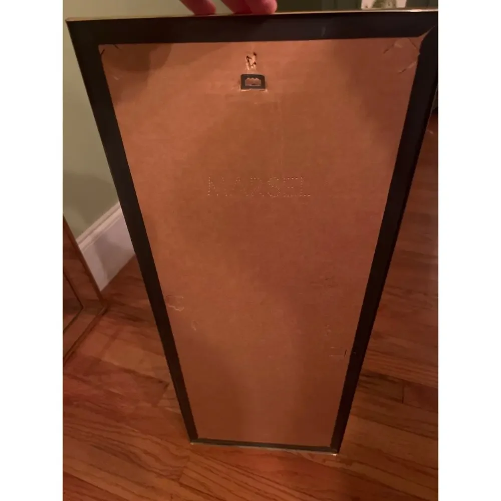Vtg PAIR Hollywood Regency MCM Gold Framed Mirror 11x28” ‘80s Marsel #414